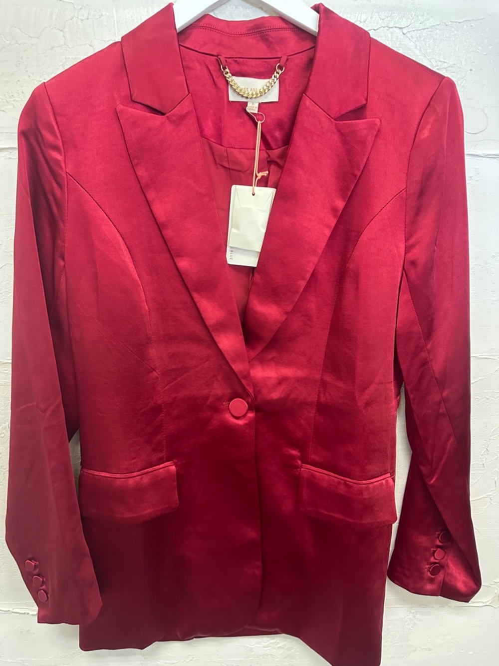 New w tags. Skies are Blue red satin blazer